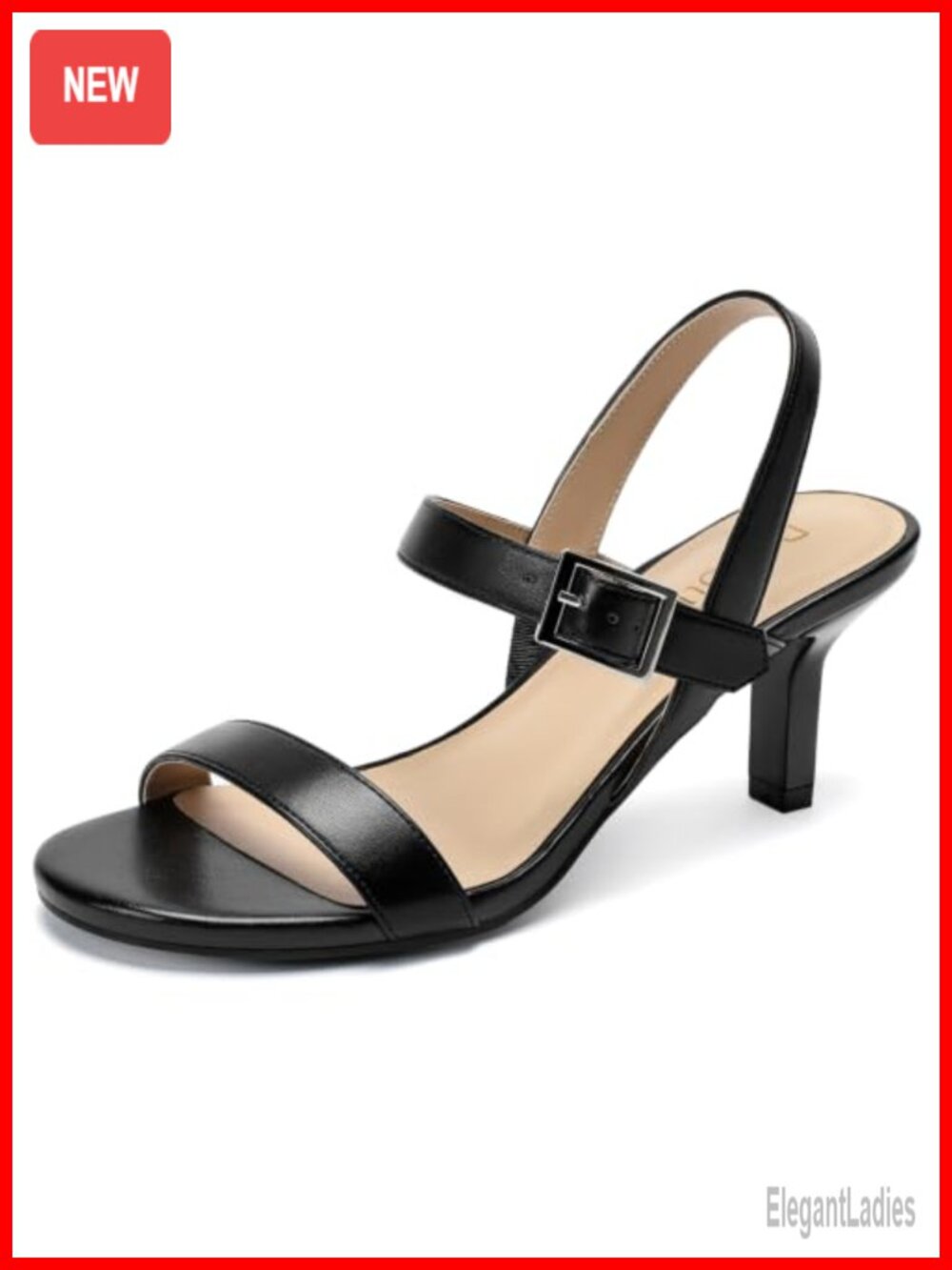 Kitten Heel Ankle Strap Open Toe Dress Sandals Faux Leather Slingback